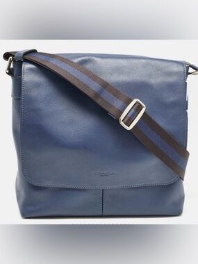 COACH F72362 💙Charles💙 BLUE LEATHER UNISEX MESSENGER BAG 🌟EUC🌟